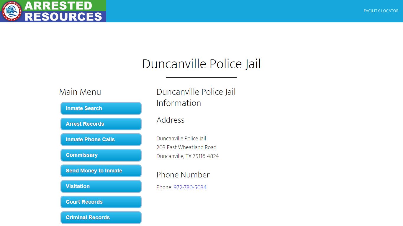 Duncanville Police Jail - Inmate Search - Duncanville, TX