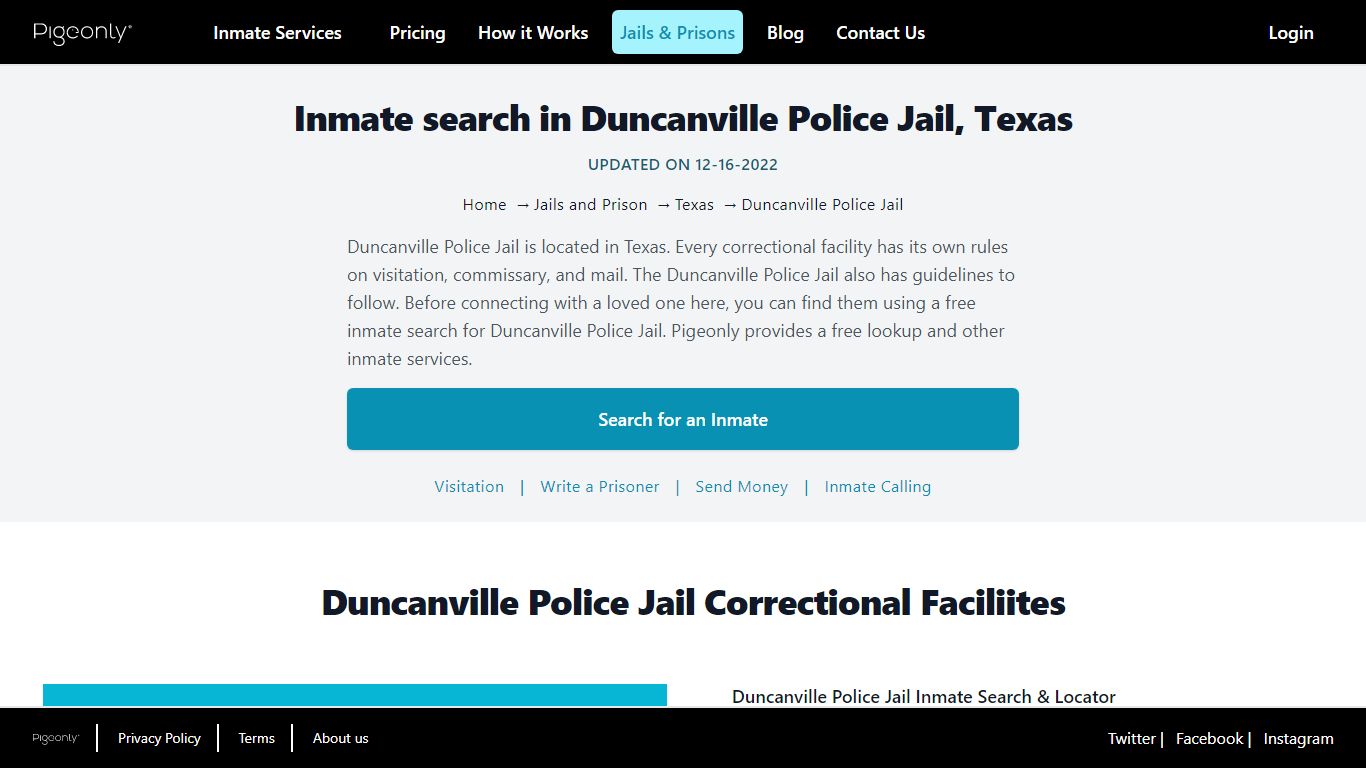 Inmate Search Duncanville Police Jail, Texas | Pigeonly